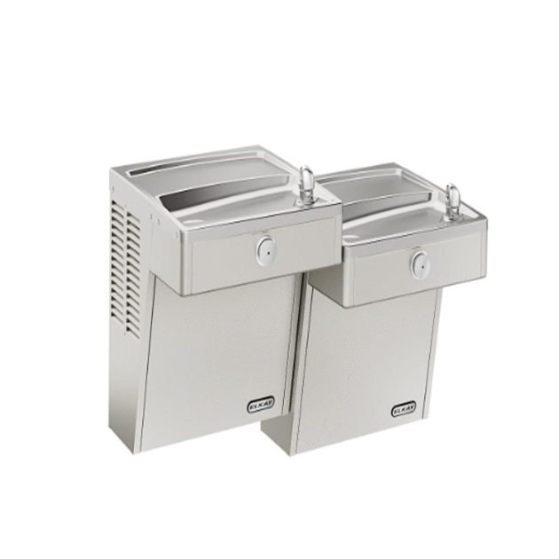 Elkay VRCTLFRDDSC Wall-Mounted Bi-Level ADA Cooler – Vandal-Resistant, Frost-Resistant, Non-Filtered, Non-Refrigerated, Stainless Steel