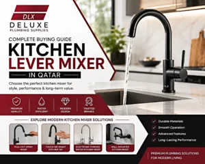 Modern black kitchen lever mixer in Qatar with smart kitchen tap and electronic purified water mixer by Deluxe Plumbing Supplies