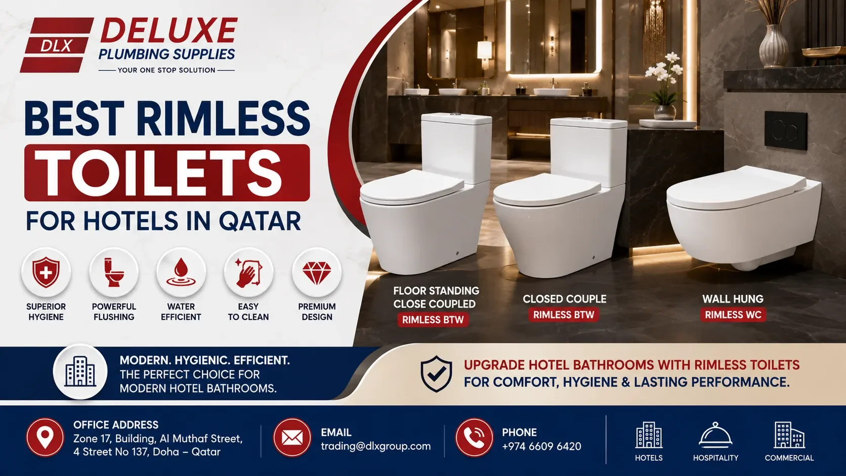 Best Rimless Toilets for Hotels in Qatar 2026