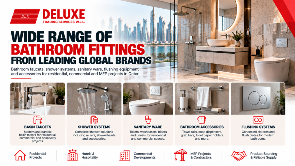 Bathroom fittings supplier Qatar supporting BOQ matching, project quotations, technical documentation and supply for MEP and construction projects.