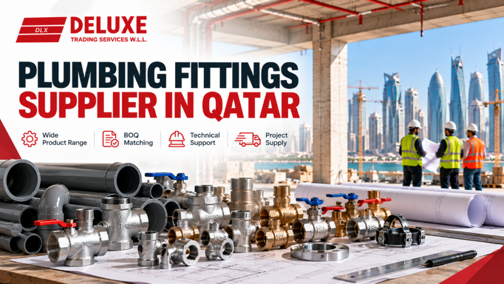Plumbing fittings supplier in Qatar offering pipe elbows, tees, couplings, reducers and connection accessories.