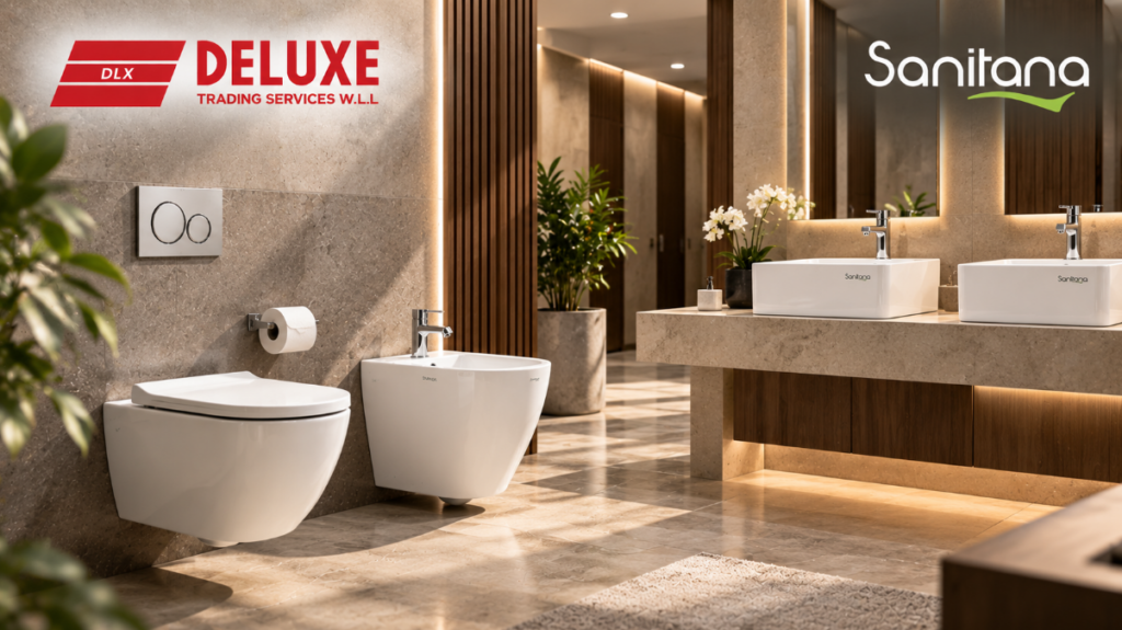 Sanitana toilets, bidet and washbasins for residential and commercial bathroom projects in Qatar