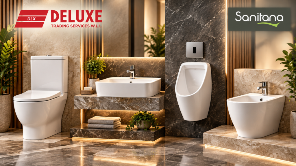 Sanitana supplier Qatar offering toilets, washbasins, urinals and bidets for commercial and construction projects.