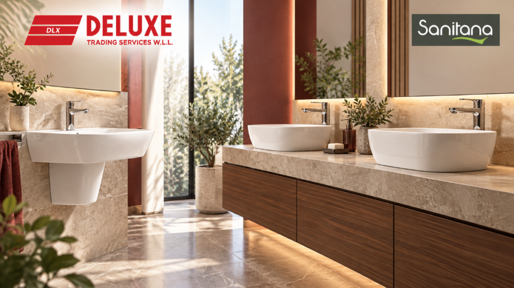 Sanitana washbasins Qatar for residential, hospitality and commercial bathroom projects
